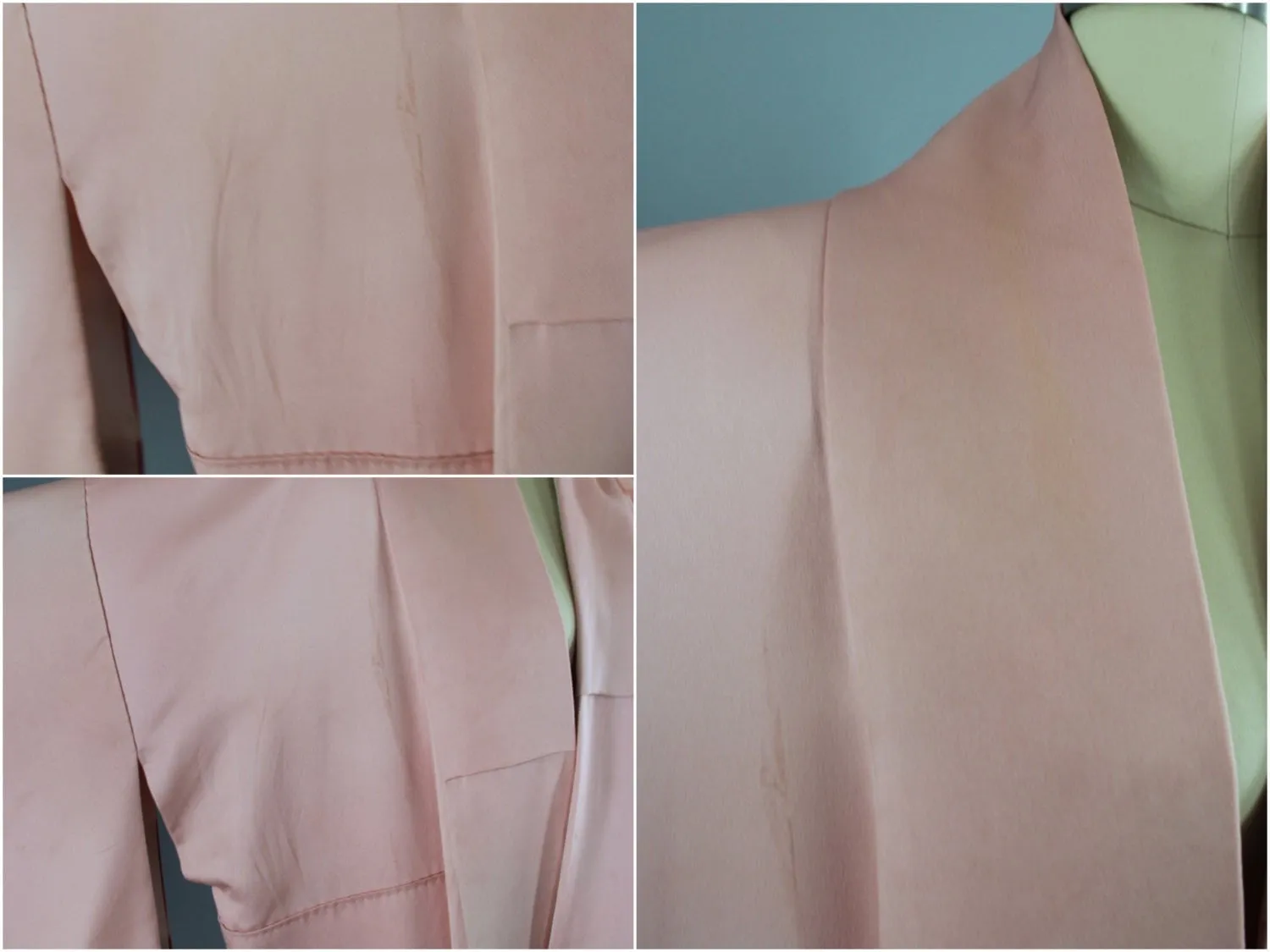 1970s Vintage Kimono Robe with Pink Clouds Print