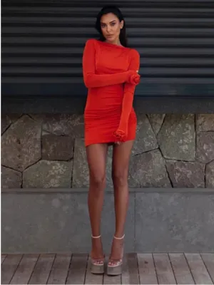 2024 Articat Spring Backless Sexy Tight Fold Party Mini Bodycon Dress