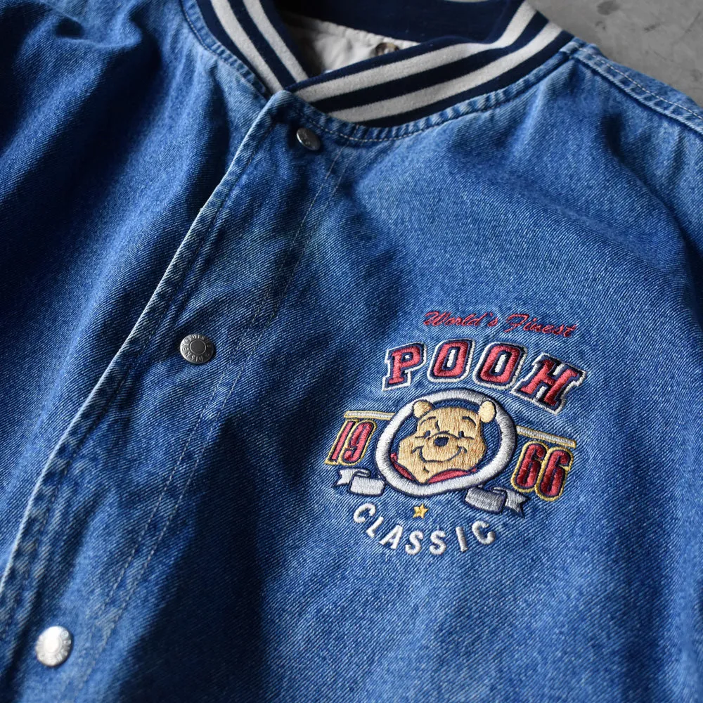 90's Disney ”Winnie the Pooh” 中綿入り デニム アワードジャケット 240110