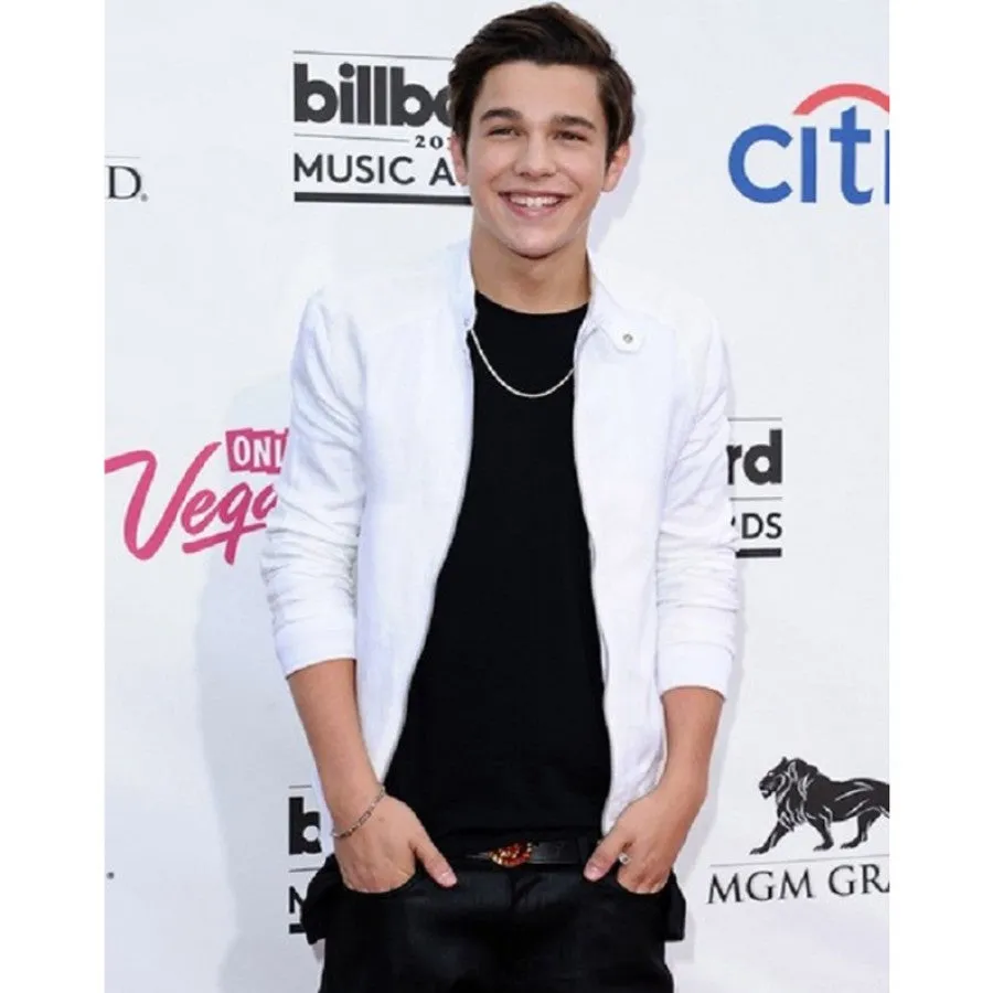 Austin Mahone White Leather Jacket