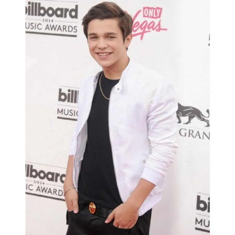 Austin Mahone White Leather Jacket