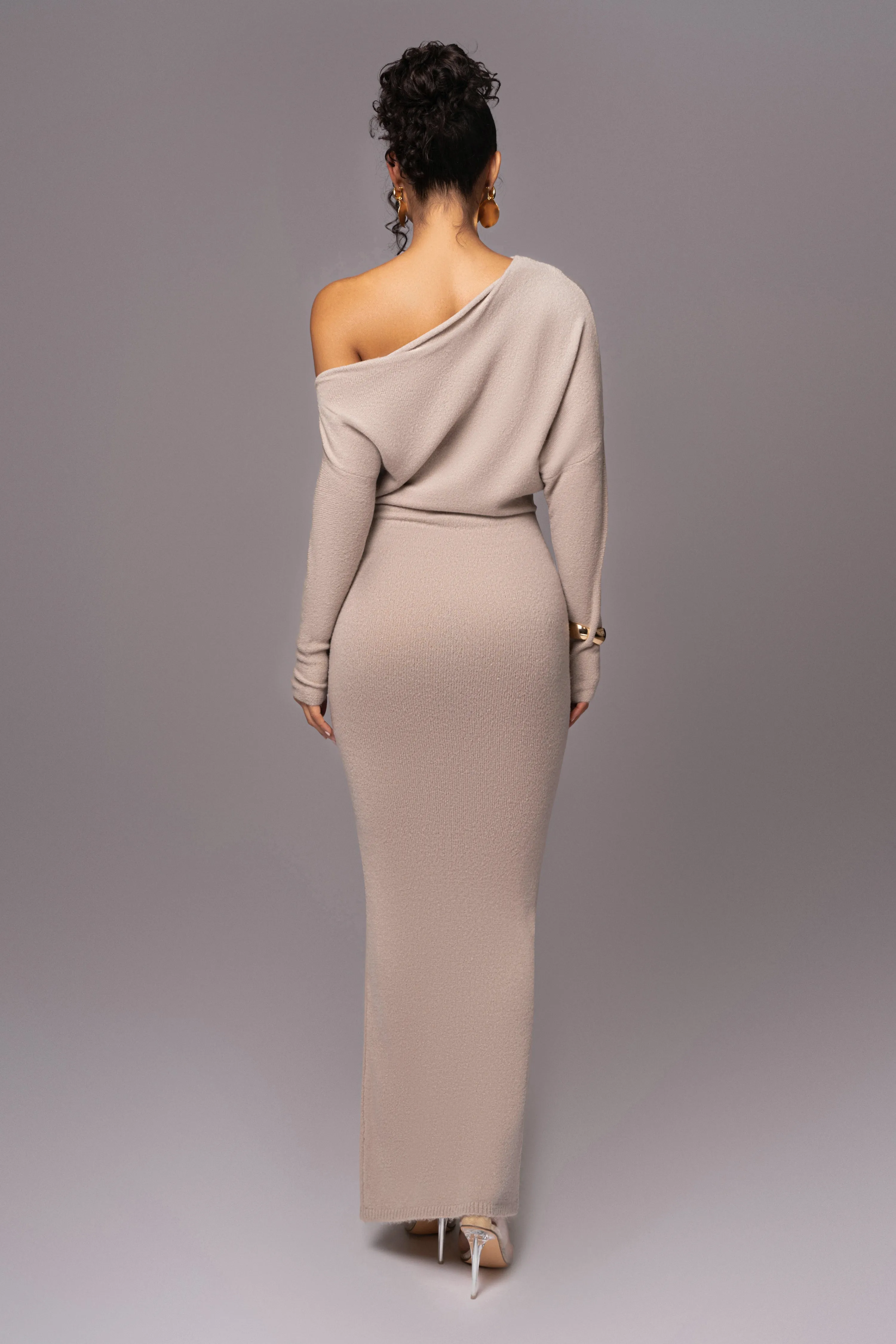 Beige Maddux Asymmetrical Maxi Dress