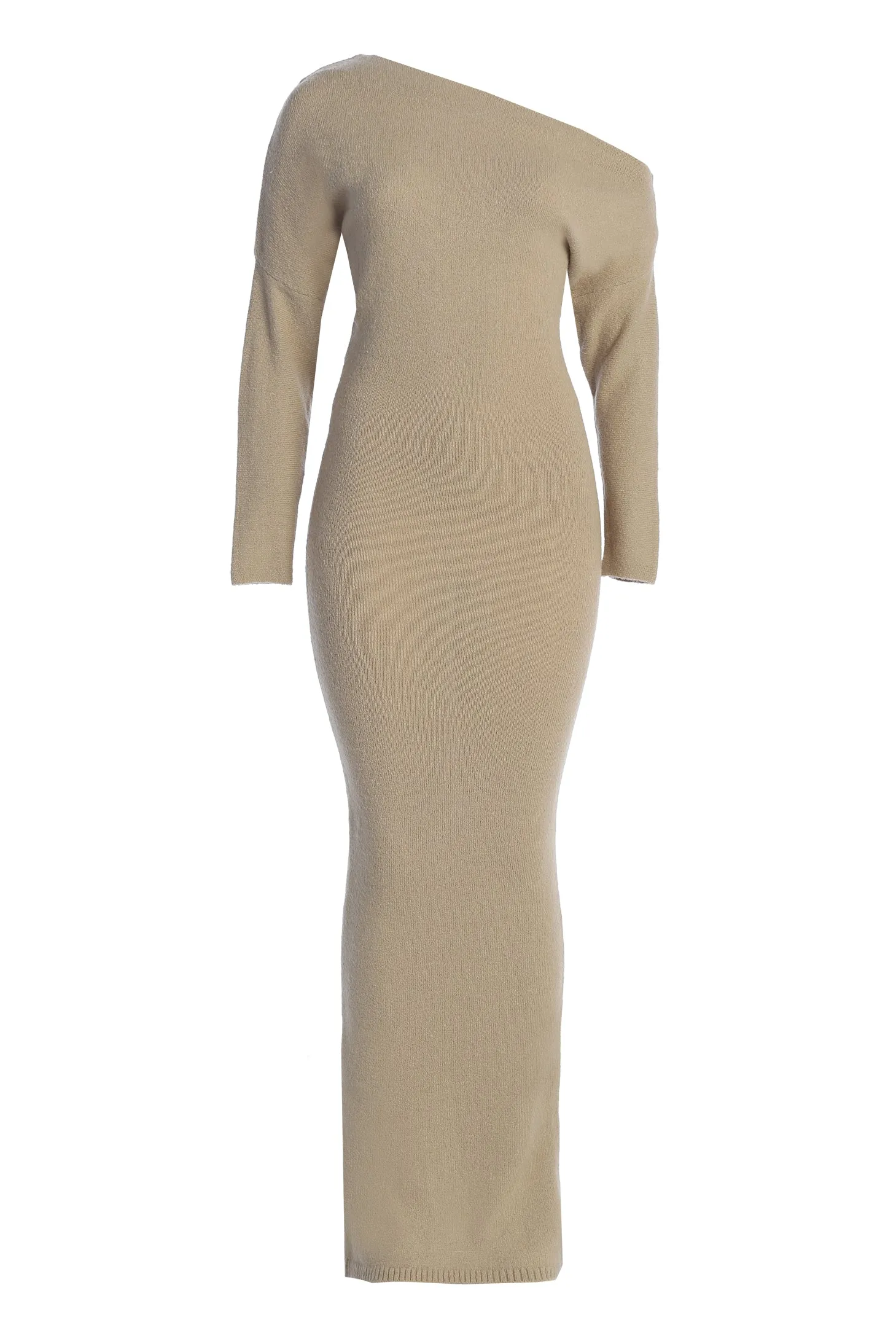 Beige Maddux Asymmetrical Maxi Dress