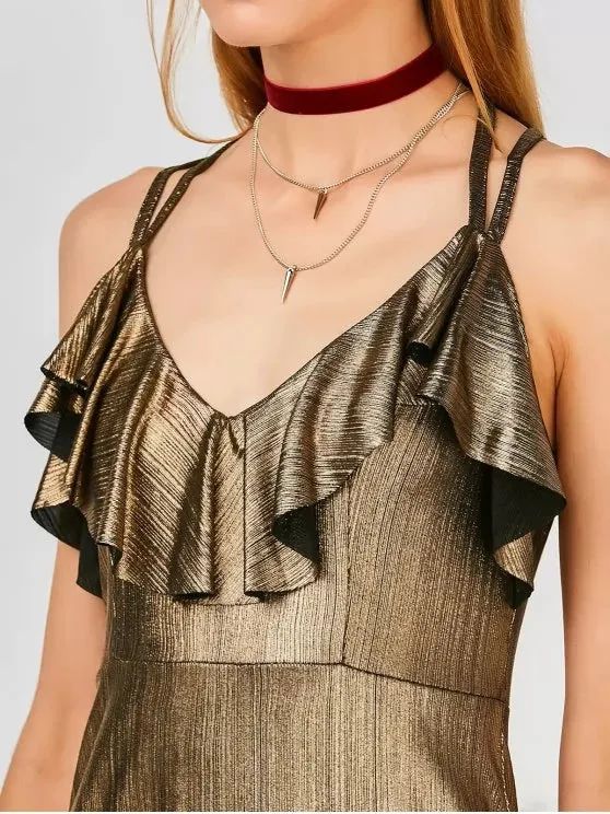 BerryBetty - Cheap Ruffles Strappy Club Dress