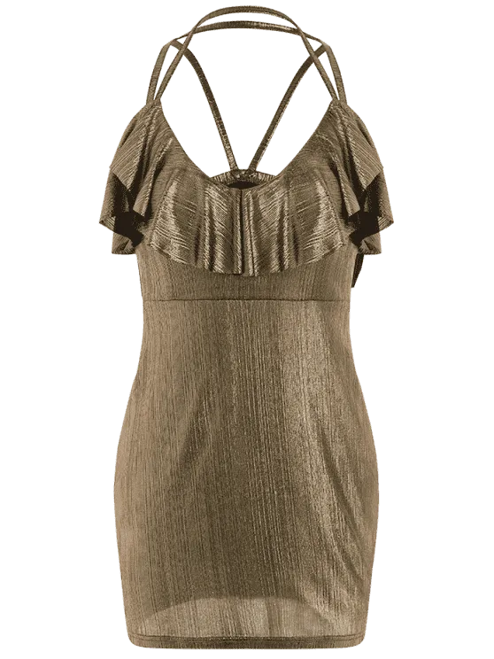 BerryBetty - Cheap Ruffles Strappy Club Dress