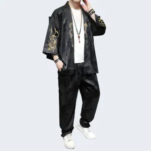 Black Japanese Kimono Robe