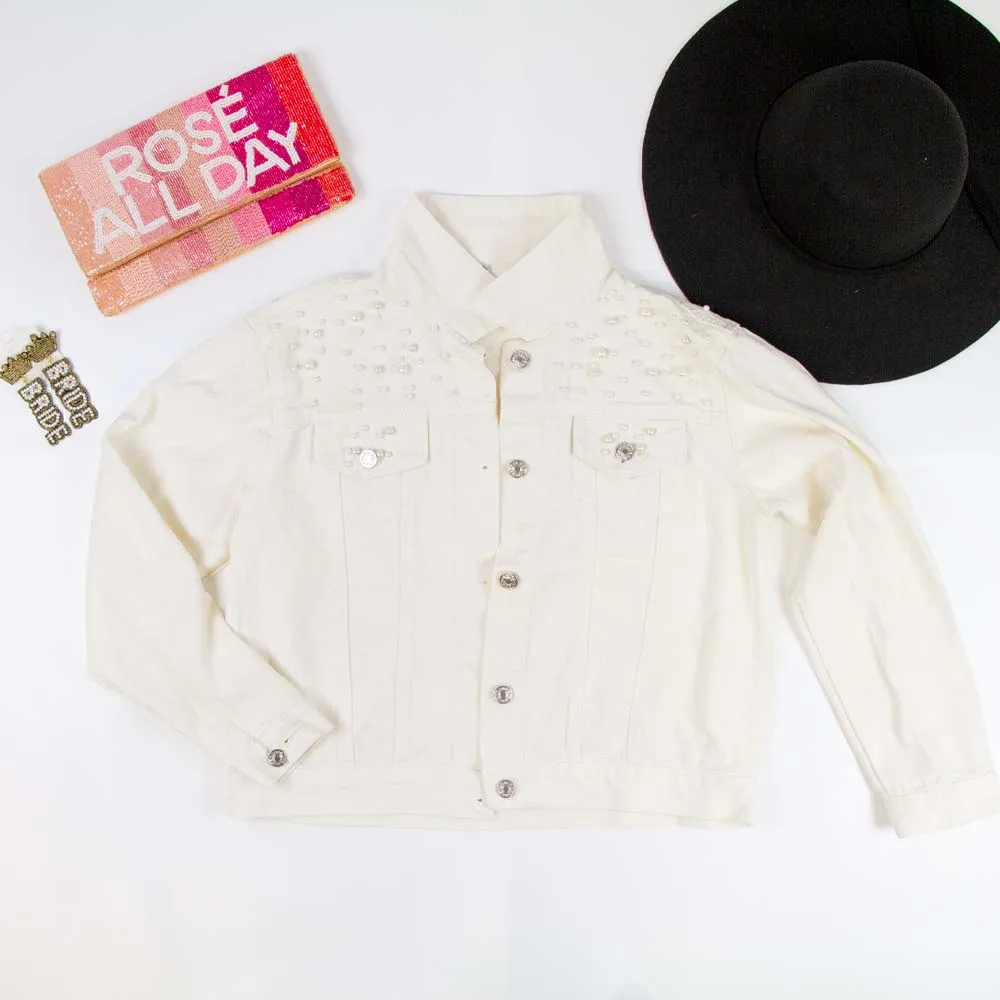 (Black Pearl) WIFEY  Pearl Denim Jacket