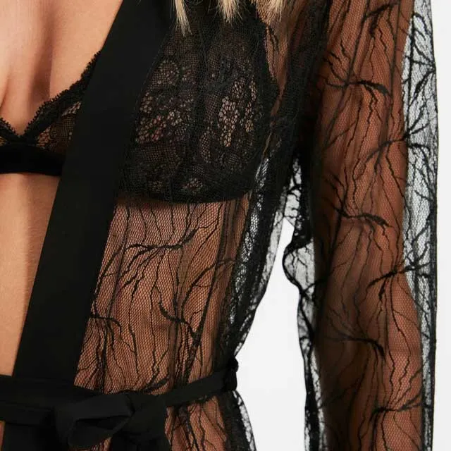 Black Sheer Kimono Cover up