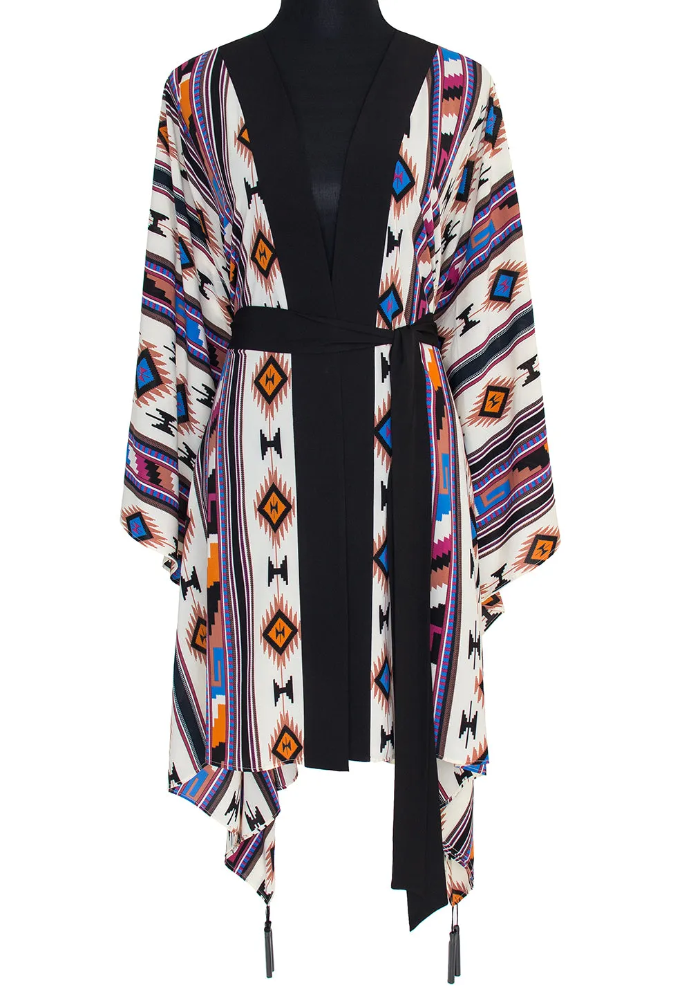 Boho - Blue Navajo Kimono (Black)