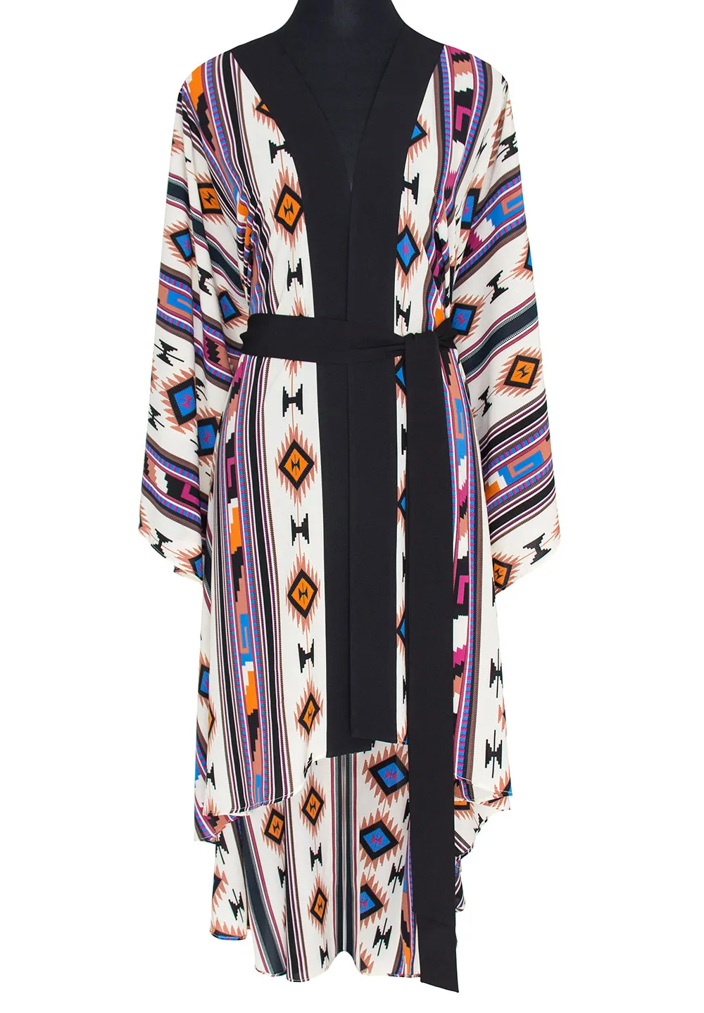 Boho - Blue Navajo Kimono (Black)