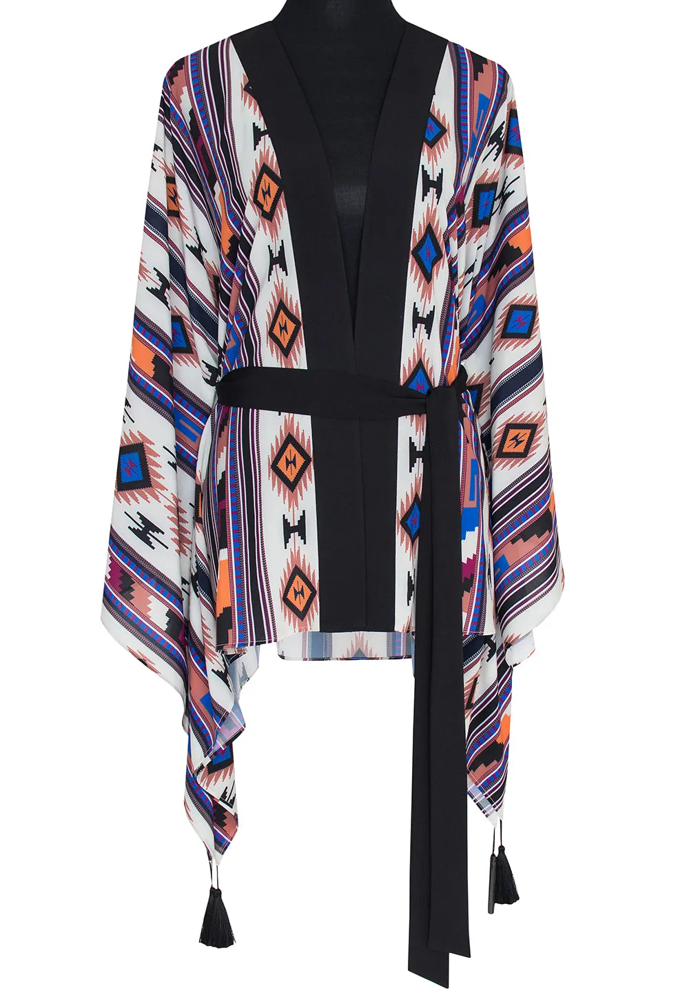 Boho - Blue Navajo Kimono (Black)