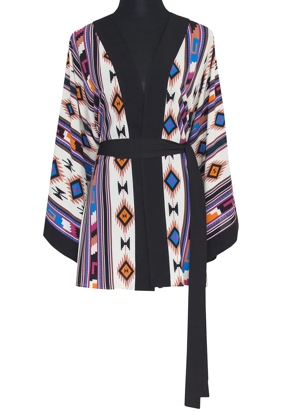 Boho - Blue Navajo Kimono (Black)