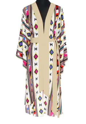 Boho - Pink Navajo Kimono (Beige)