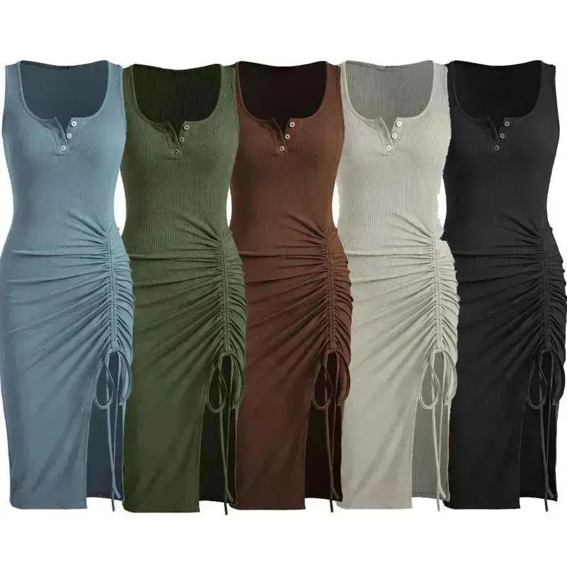 Bottom Drawstring Thread Dress Tight Skirt