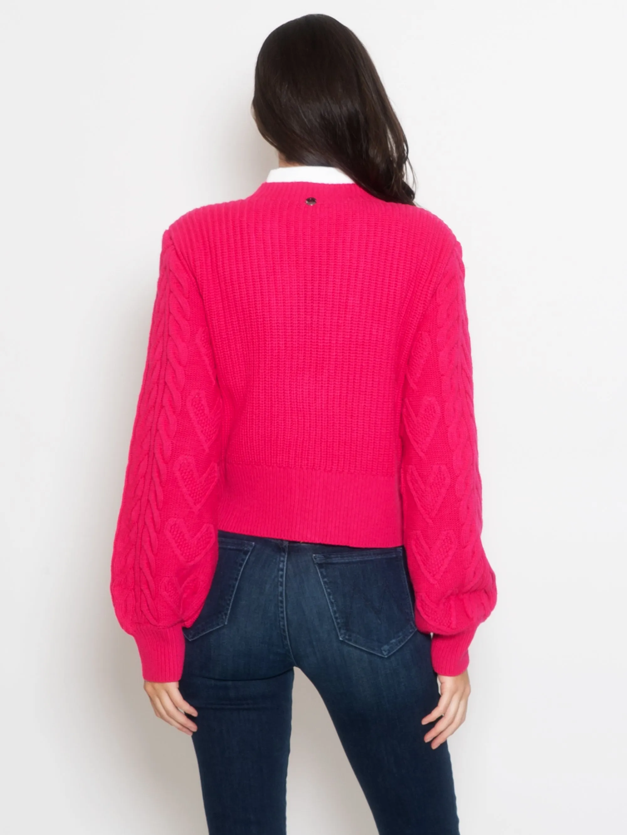 Cardigan con Bottoni Gioiello Fucsia