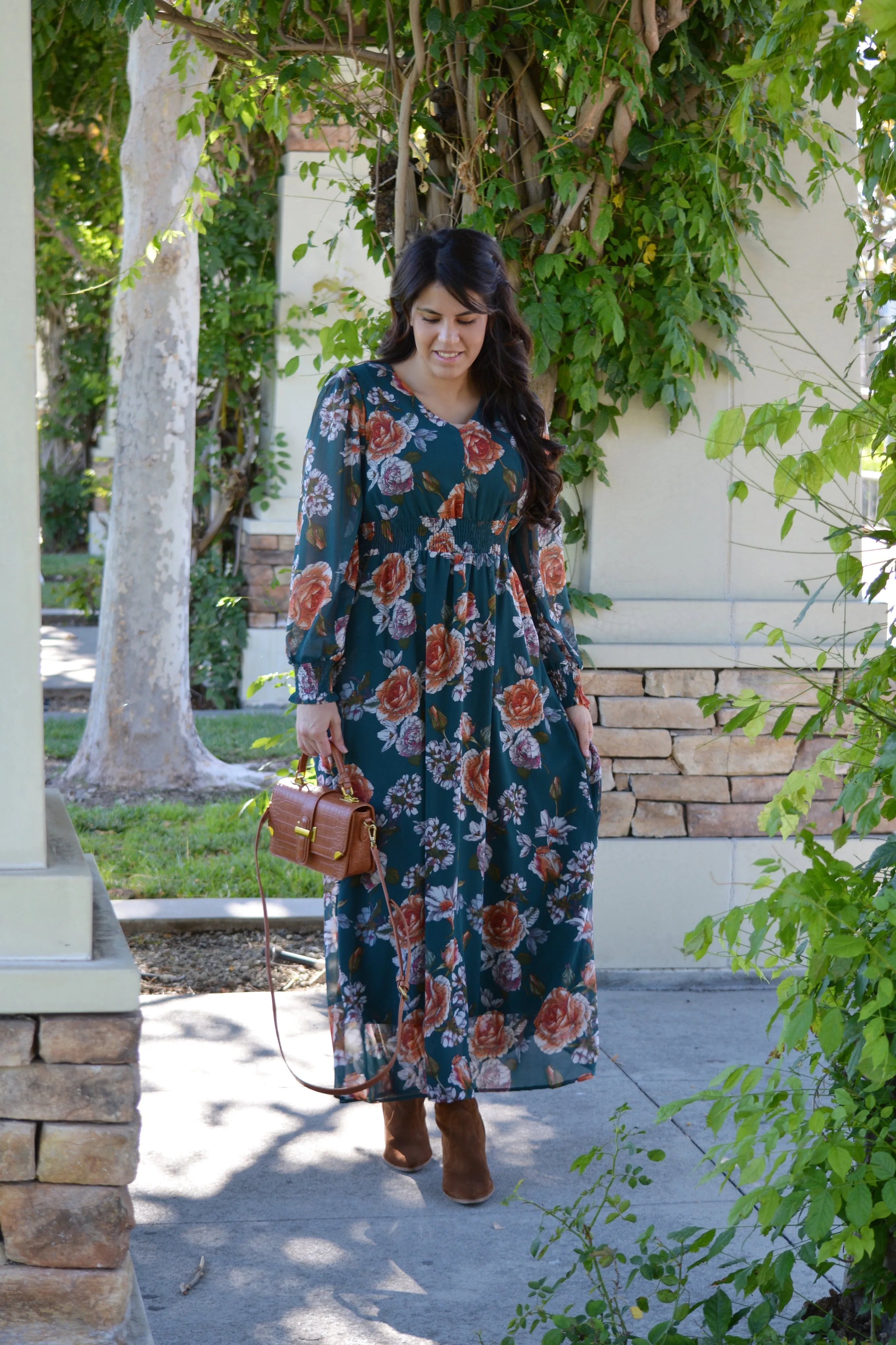 Cassia Green Floral Maxi Dress