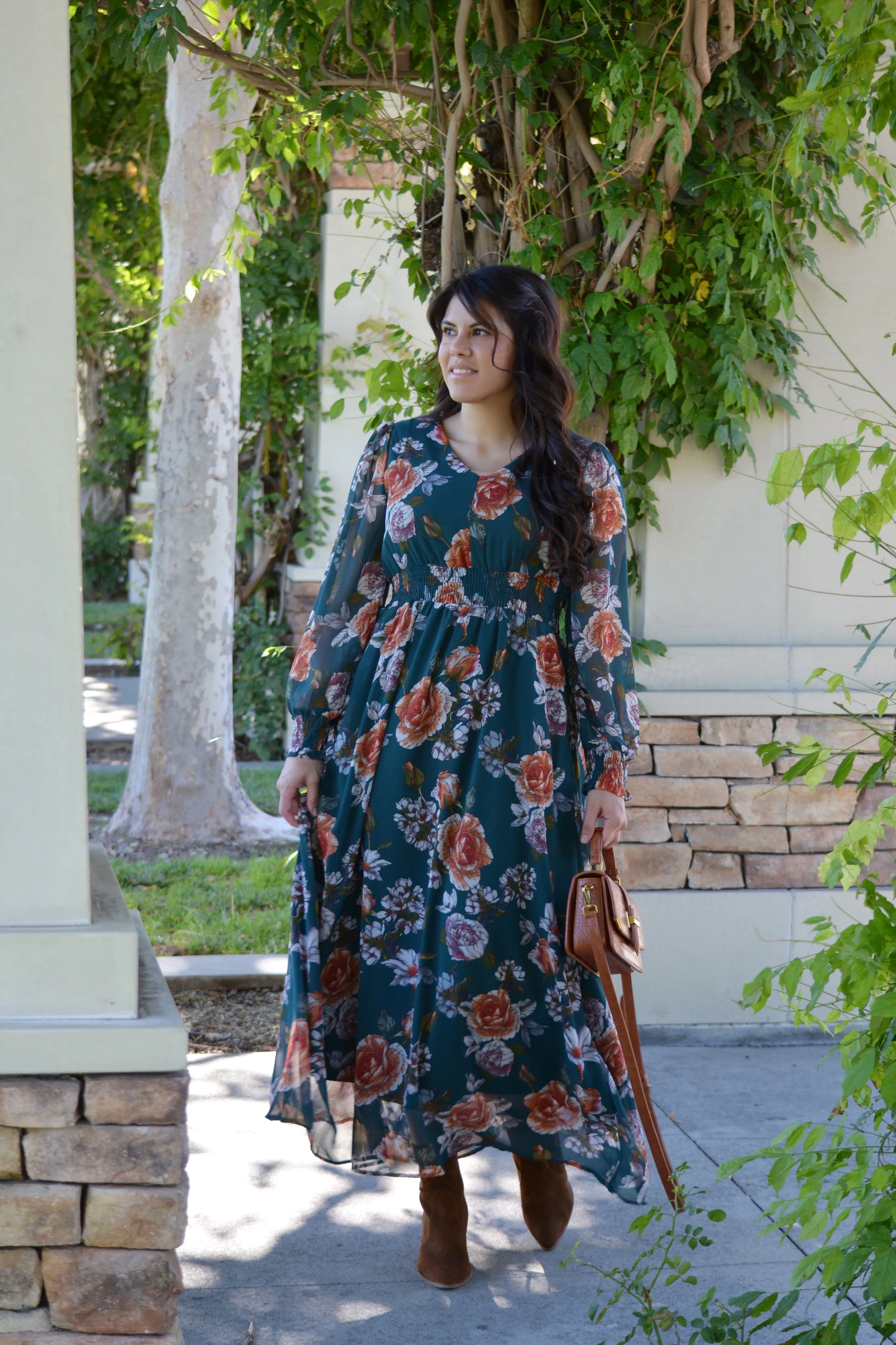 Cassia Green Floral Maxi Dress