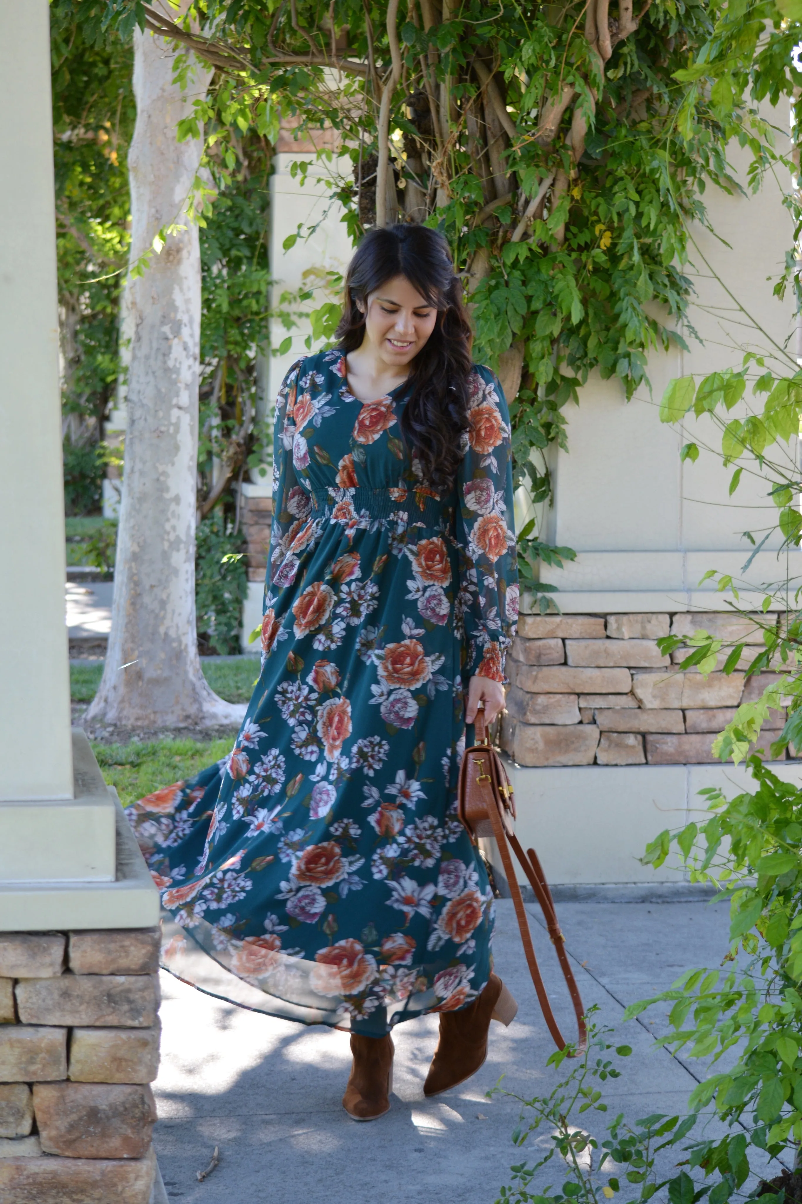 Cassia Green Floral Maxi Dress
