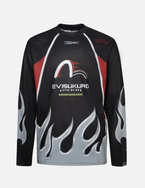 Chrome Fire and Multi-Logo Regular Fit Long-Sleeve Racing T-Shirt