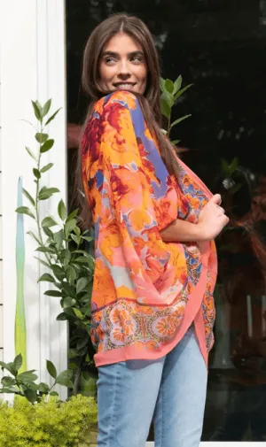 Cocoon Kimona in Sunburst Colors - 1221 - Coral