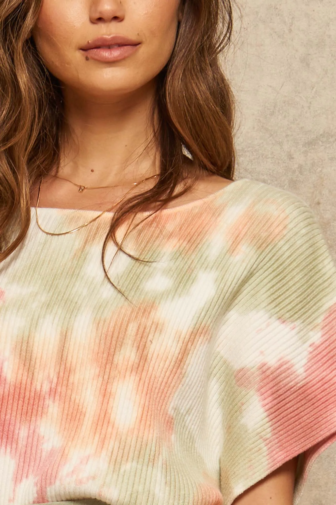 Color Splash Tie-Dye Rib-Knit Cropped Sweater