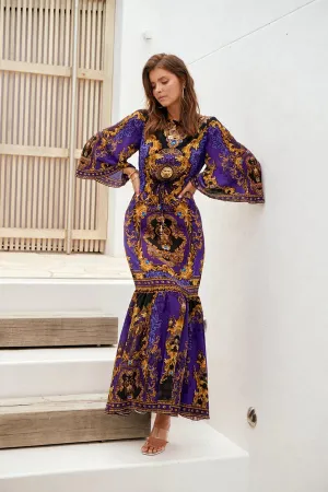 Czarina Regal Nights Crystal-Embellished Midnight Blue Maxi Dress