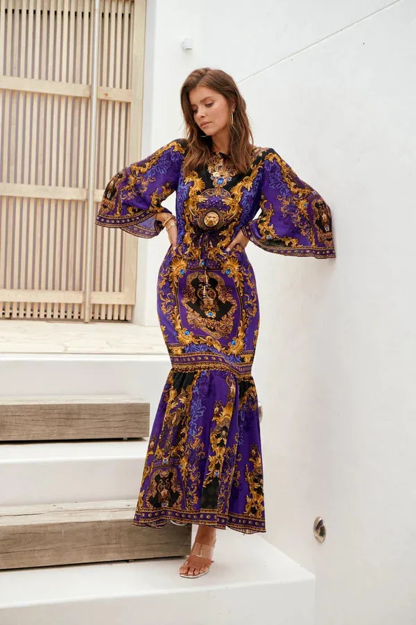 Czarina Regal Nights Crystal-Embellished Midnight Blue Maxi Dress