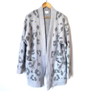 Dee Elly Grey Leopard Print Cardigan- Size M