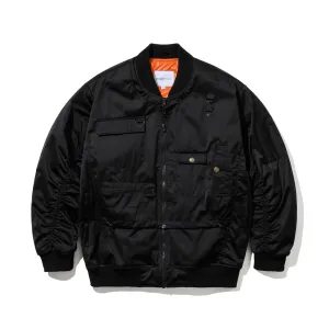 DOUBLE ZIPPER SHIRRING MA-1 JACKET BLACK