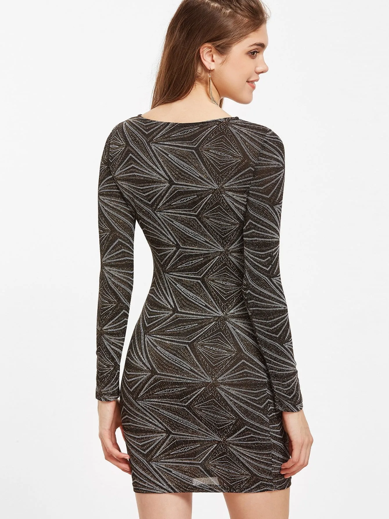 Dream-long sleeve dazzling bodycon dress