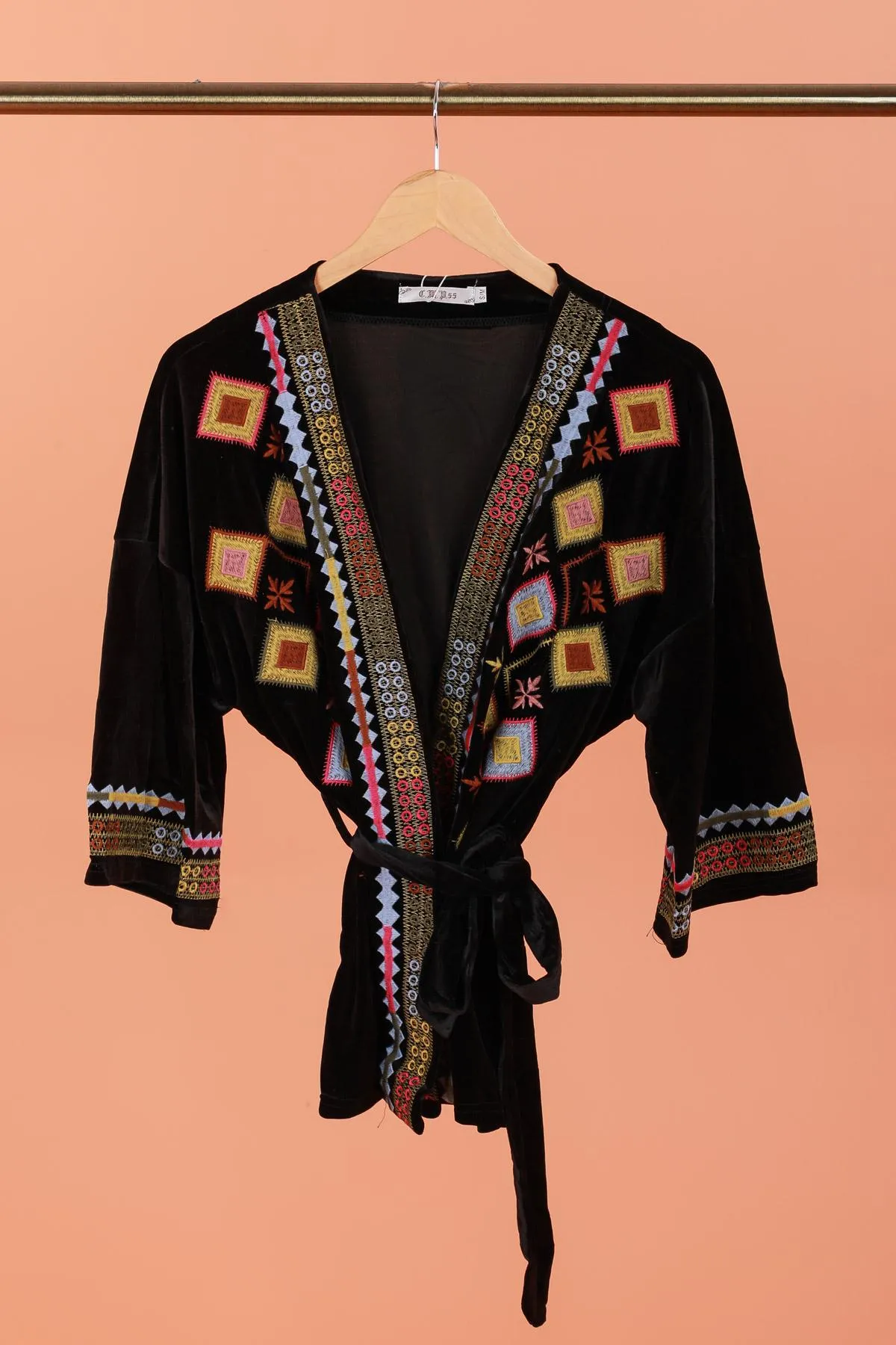 Elena embroidered velvet kimono jacket ONE SIZE L/XL LEFT