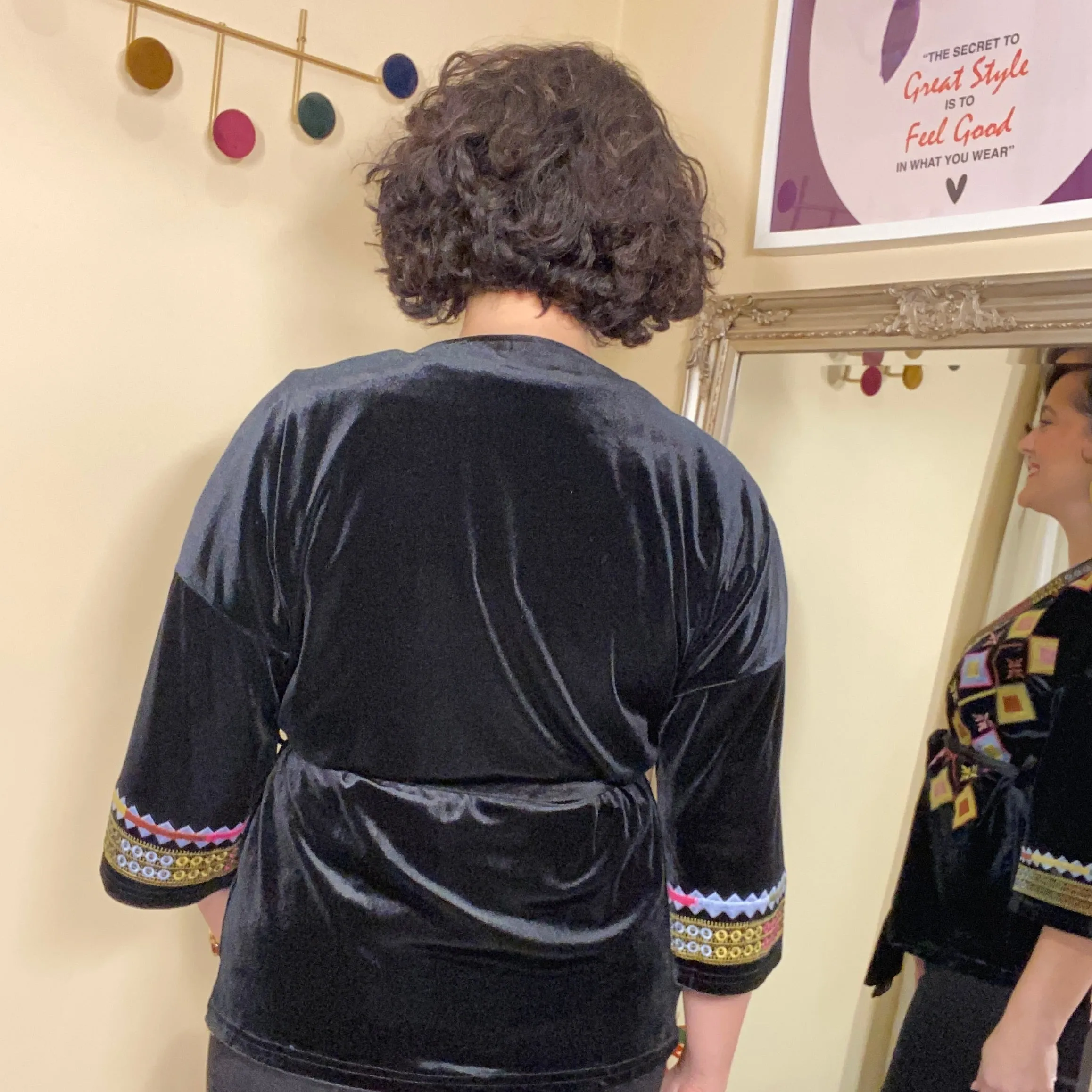 Elena embroidered velvet kimono jacket ONE SIZE L/XL LEFT