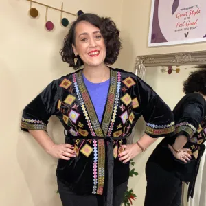 Elena embroidered velvet kimono jacket ONE SIZE L/XL LEFT