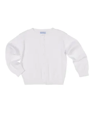Girls White Cardigan Sweater