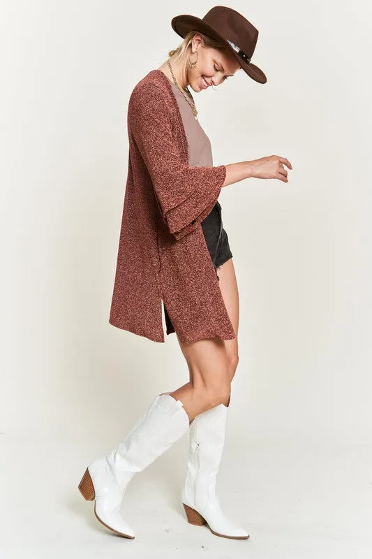 Glitter bell sleeve kimono cardigan KRT1664