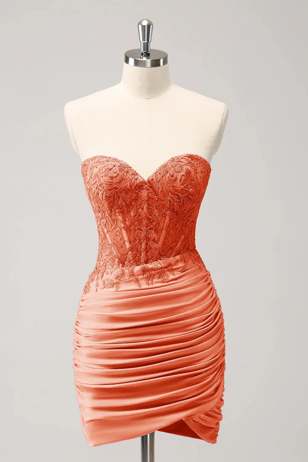 Glitter Fuchsia Tight Sweetheart Corset Short Pleated Homecoming Dress with Beading