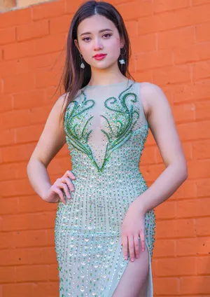 Green beaded dress for sale