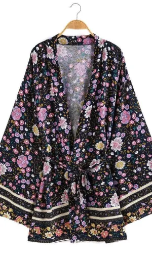 Handmade Bohemian Kimono, Bohemian Short Kimono, Beach Cover Up Kimono, Vintage Bohemian Kimono, Beach Dress Kimono, Boho Short Kimono