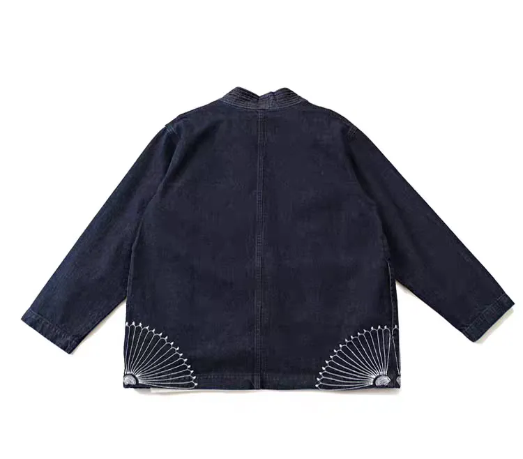 Heavy Denim Embroidered Kimono Jacket