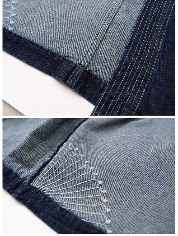 Heavy Denim Embroidered Kimono Jacket