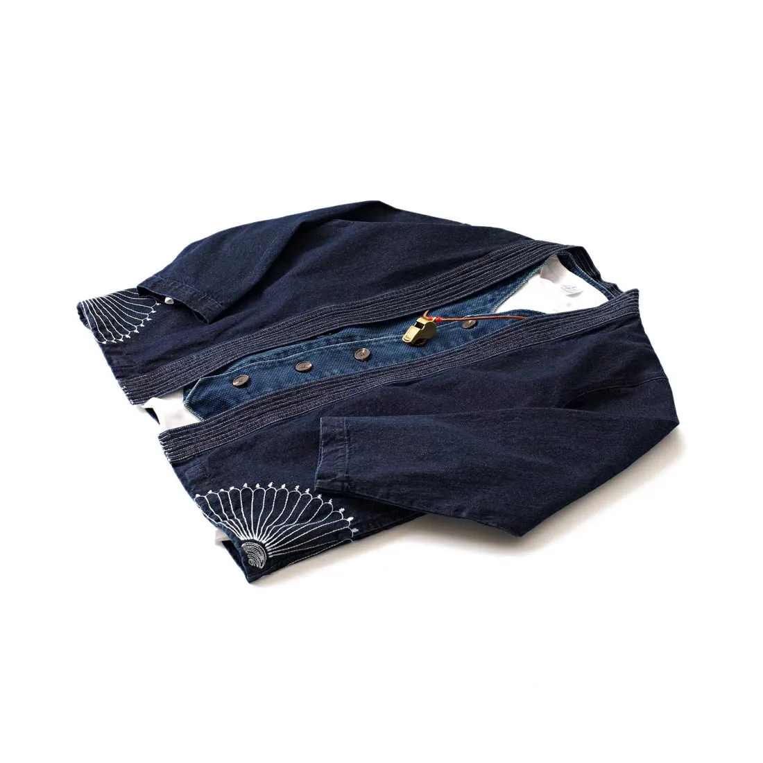 Heavy Denim Embroidered Kimono Jacket