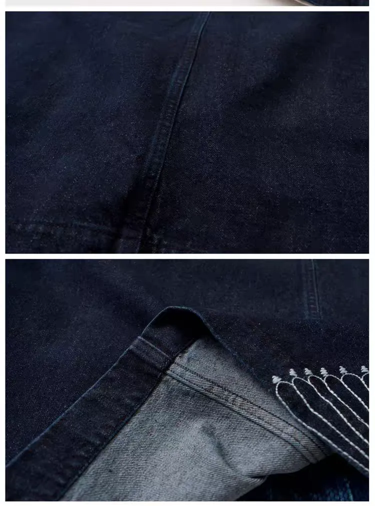 Heavy Denim Embroidered Kimono Jacket