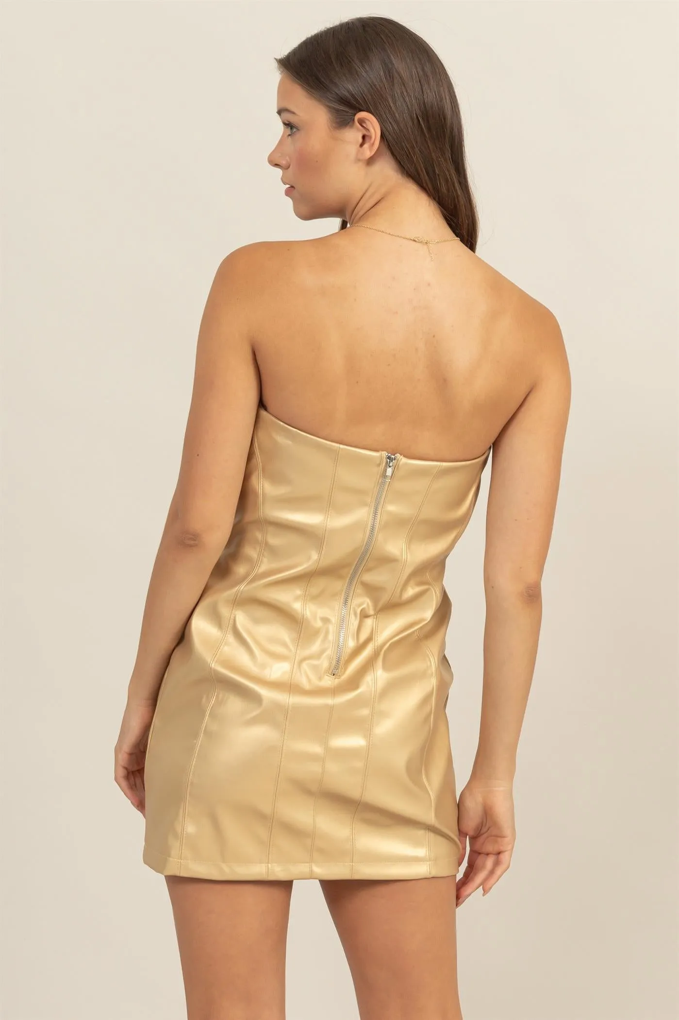 HF24F603-METALLIC SLIP MINI DRESS