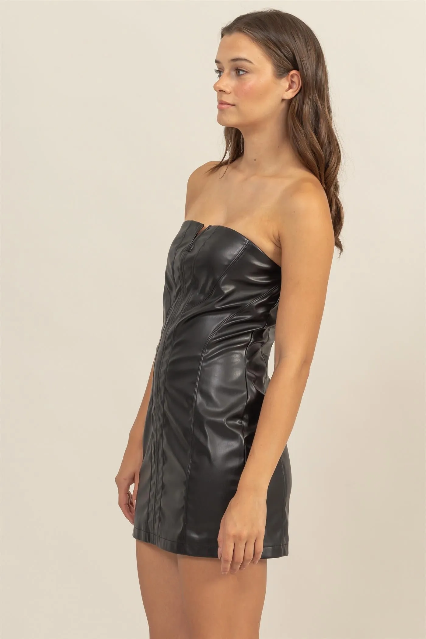 HF24F603-METALLIC SLIP MINI DRESS