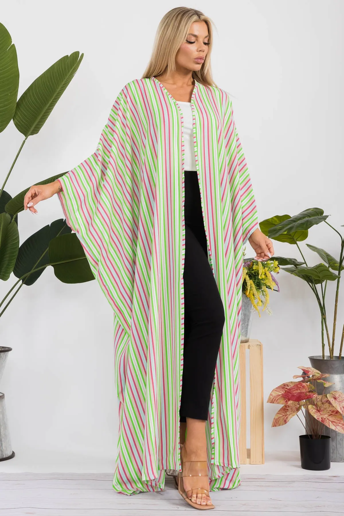 HH707X-STRIPE - OPEN FRONT DUSTER