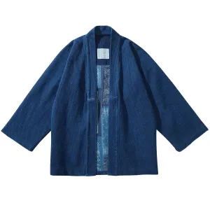 Indigo Classic Flannel Kimono Jacket