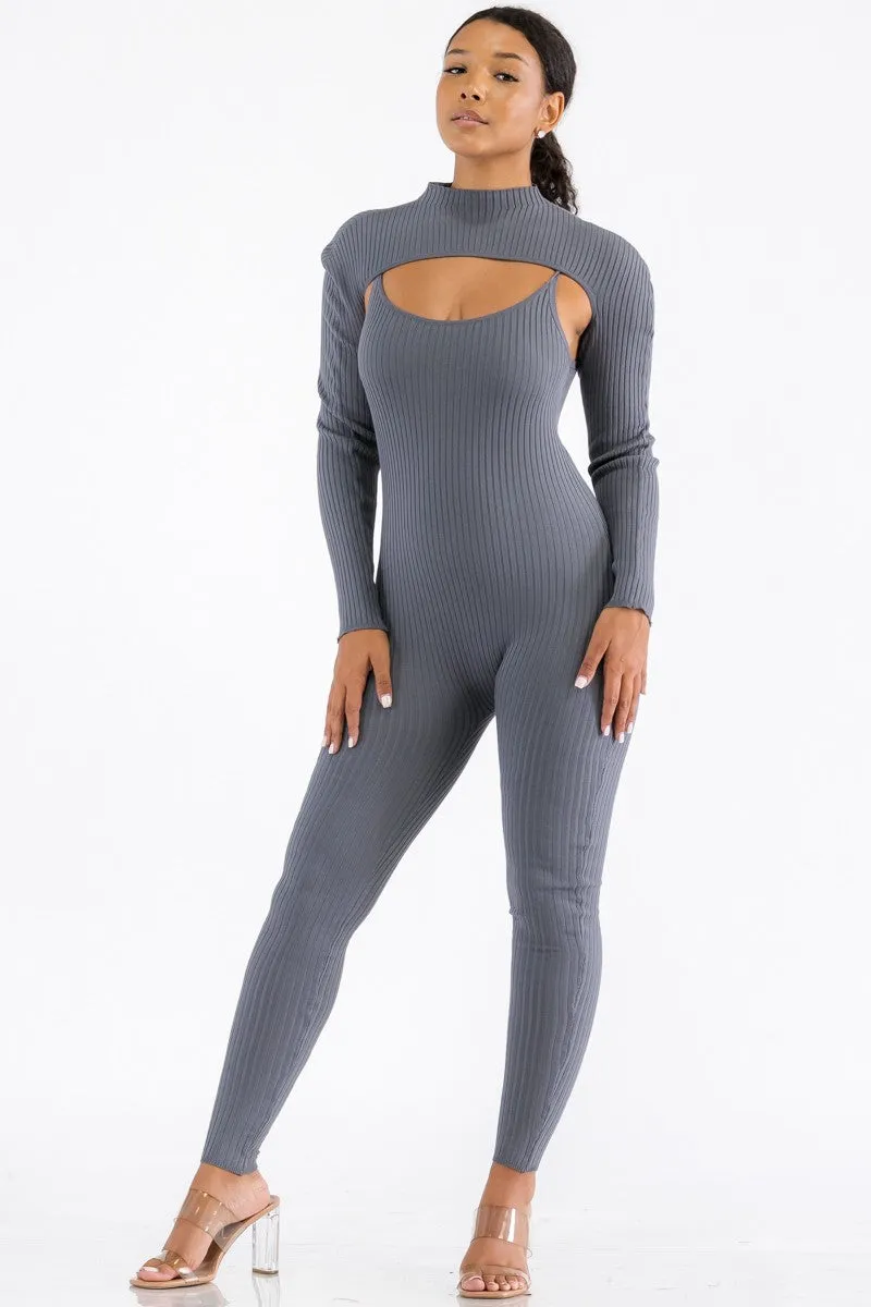IST3355 - 2PC JUMPSUIT AND CROP TOP SET