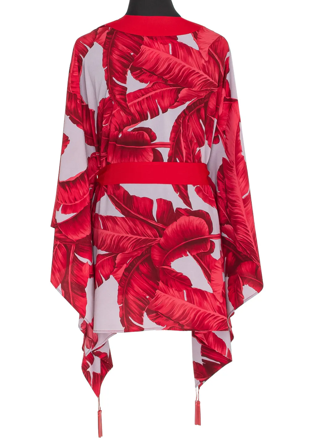 Jungle - Red / Grey Palm Kimono (Red)