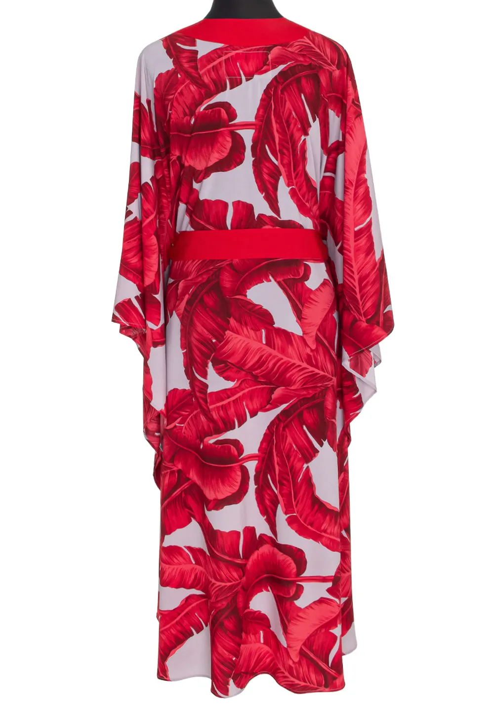 Jungle - Red / Grey Palm Kimono (Red)