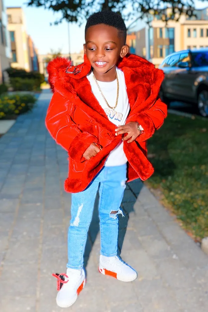 Kids Denali Shearling Jacket - Red - JC91540K